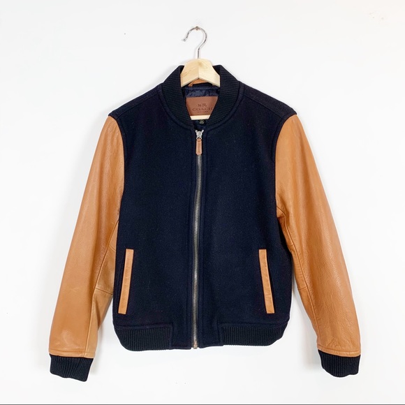 Coach Other - COACH Men’s Leather Sleeve Baseball Jacket Zip Up